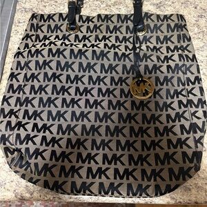 Michael Kors Black and Tan Logo Tote
